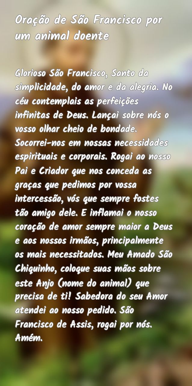 Oração de São Francisco por um animal doente
